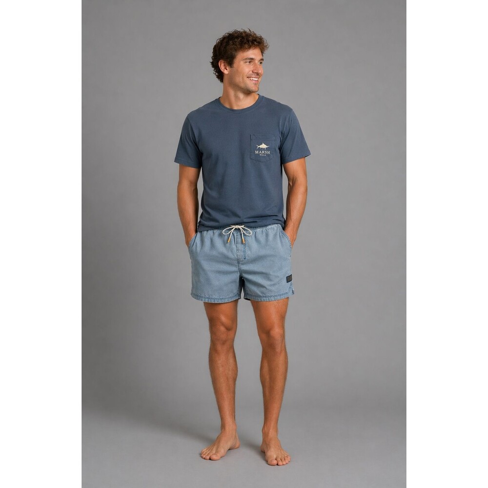 Marsh Wear Blue Swim Shorts Men’s Large Elastic Waist Drawstring Beach Shorts